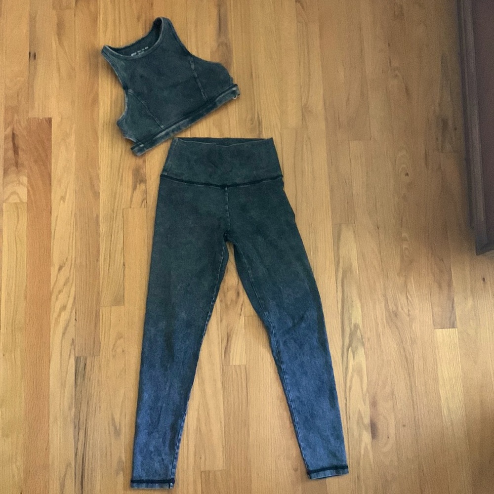 Aerie garment dyed chill leggings and crop top bra set
